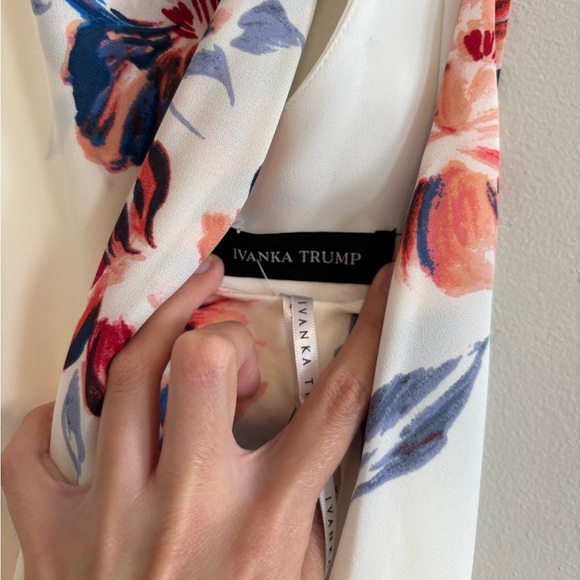 Cottagecore Spring Floral Midi White,‎ Pink blue sleeveless dress Small Medium - Picture 11 of 13